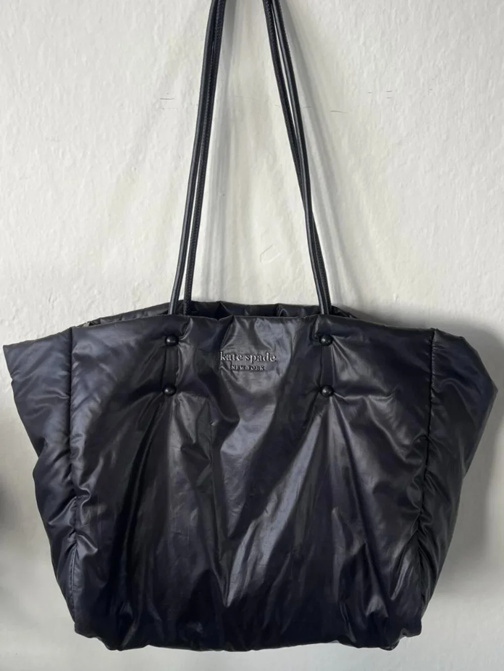 Kate Spade New York Puffer Tote Bag Black Nylon Large